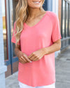 Couldn't Be Better V-Neck Top - Coral