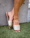 Courtney Quilted Slides - Champagne
