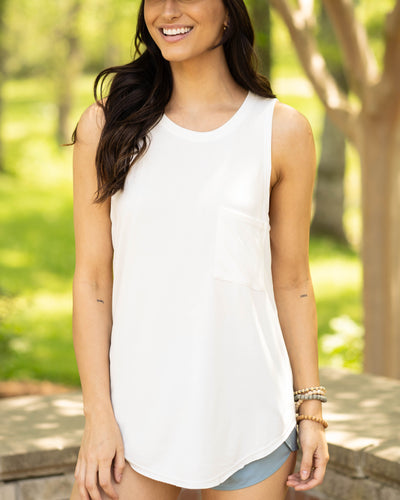 Running Errands Pocket Tank - White