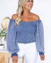 Grace Smocked Top - Denim Blue