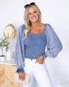 Grace Smocked Top - Denim Blue