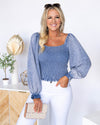 Grace Smocked Top - Denim Blue