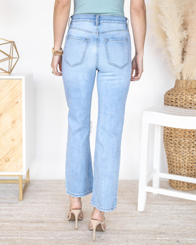 Crystal High Rise Straight Leg Jeans - Light Wash