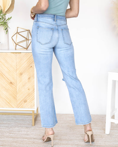 Crystal High Rise Straight Leg Jeans - Light Wash