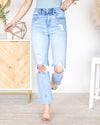 Crystal High Rise Straight Leg Jeans - Light Wash