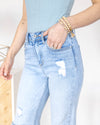 Crystal High Rise Straight Leg Jeans - Light Wash