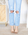 Crystal High Rise Straight Leg Jeans - Light Wash