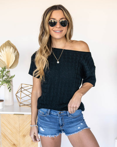 Alina Cable Knit Sweater - Black