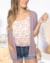 Amber Open Knit Cardigan - Dark Lavender