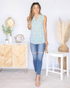 Hazel Ditsy Floral V-Neck Tank - Teal Multi