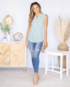 Hazel Ditsy Floral V-Neck Tank - Teal Multi