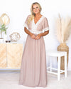 Alexandra V-Neck Lace Maxi Dress - Taupe