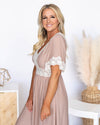 Alexandra V-Neck Lace Maxi Dress - Taupe