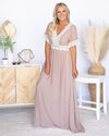 Alexandra V-Neck Lace Maxi Dress - Taupe