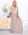 Alexandra V-Neck Lace Maxi Dress - Taupe