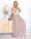 Alexandra V-Neck Lace Maxi Dress - Taupe