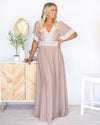 Alexandra V-Neck Lace Maxi Dress - Taupe
