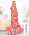 Kira Tiered Ruffle Floral Maxi Dress - Red