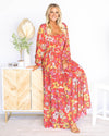 Kira Tiered Ruffle Floral Maxi Dress - Red