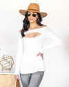 Millie Off Shoulder Ribbed Cutout Top - Off White