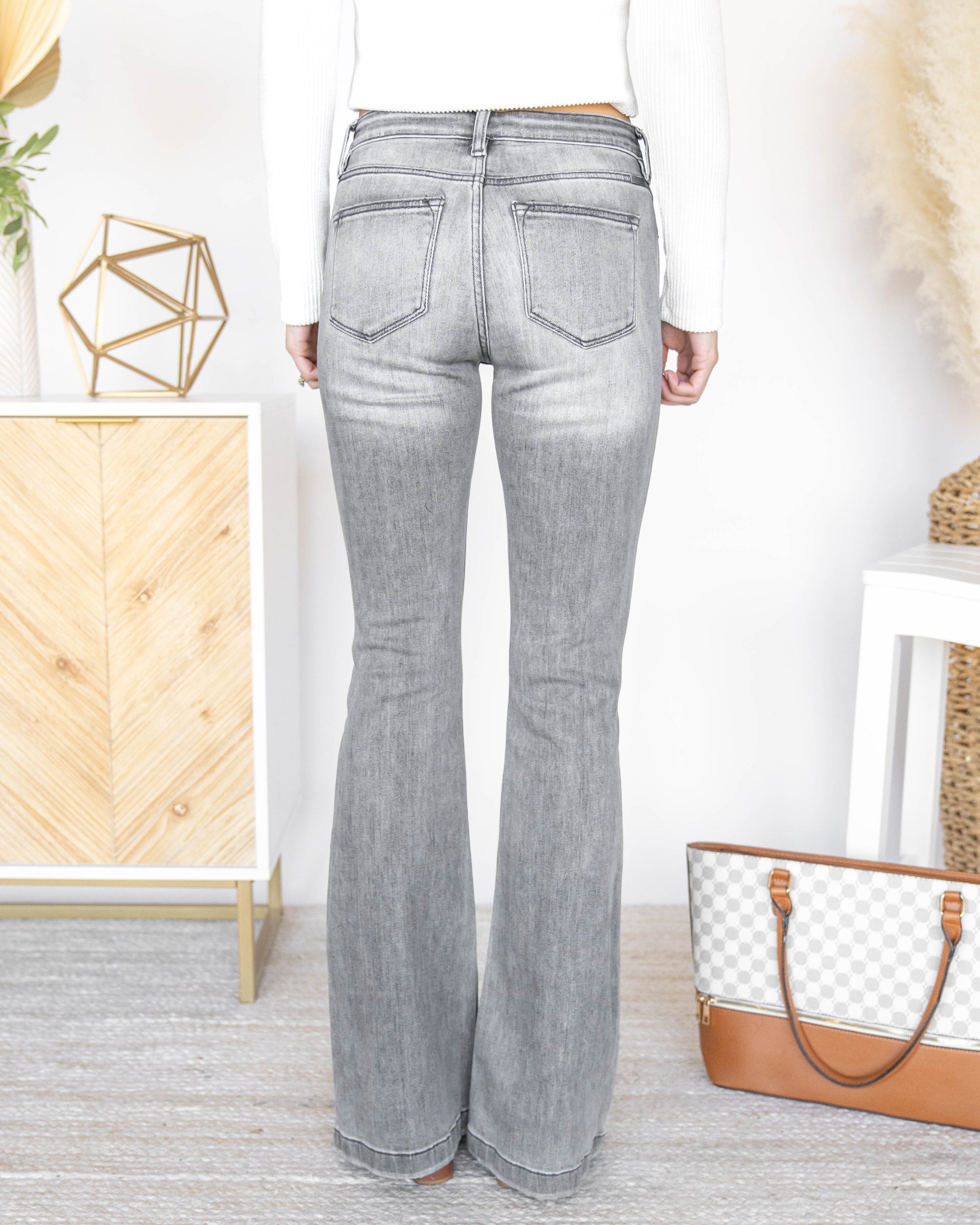 Marissa Distressed Flare Jeans - Grey - Eleven Oaks Boutique