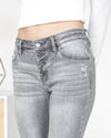 Marissa Distressed Flare Jeans - Grey