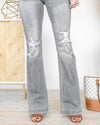 Marissa Distressed Flare Jeans - Grey