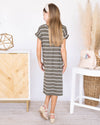 Stella Striped V-Neck Dress - Olive