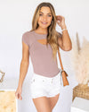 Allison Ribbed Cutout Bodysuit - Mauve