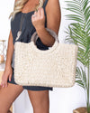 Alexis Wooden Handle Woven Handbag - Natural