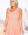 Kayleen One Shoulder Smocked Maxi Dress - Apricot