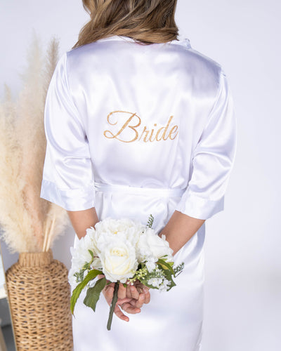 Bride Graphic Adjustable Tie Robe - White