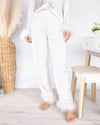 Trisha Feather Pom Pom Pajama Bottoms - Off White