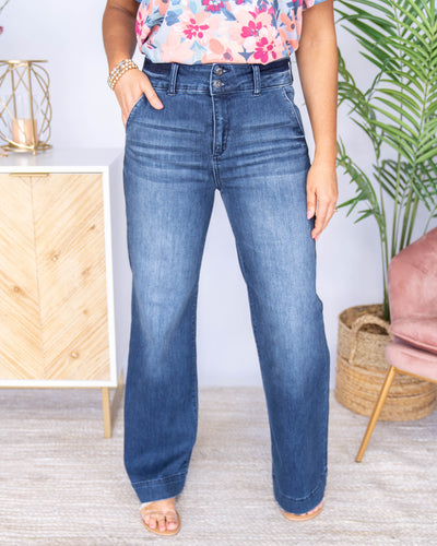 Kennedy High Rise Wide Leg Jeans - Medium Dark Wash