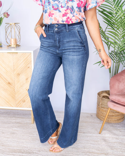 Kennedy High Rise Wide Leg Jeans - Medium Dark Wash