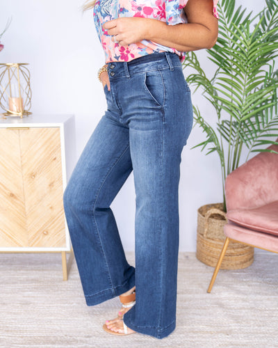 Kennedy High Rise Wide Leg Jeans - Medium Dark Wash