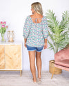 Lucy Ditsy Floral Back Tie Blouse - Green Multi