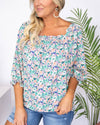 Lucy Ditsy Floral Back Tie Blouse - Green Multi