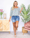 Lucy Ditsy Floral Back Tie Blouse - Green Multi
