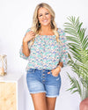 Lucy Ditsy Floral Back Tie Blouse - Green Multi
