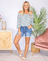 Lucy Ditsy Floral Back Tie Blouse - Green Multi