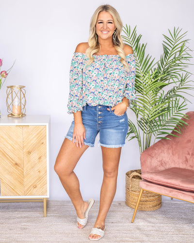 Lucy Ditsy Floral Back Tie Blouse - Green Multi