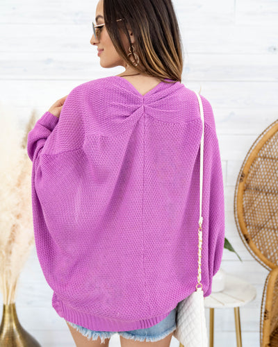 Elodie Lightweight Knit Dolman Sleeve Cardigan - Orchid