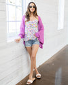Elodie Lightweight Knit Dolman Sleeve Cardigan - Orchid