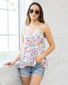 Emma Floral Ruffle Tank - Orchid