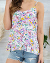 Emma Floral Ruffle Tank - Orchid