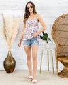 Emma Floral Ruffle Tank - Orchid