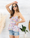 Emma Floral Ruffle Tank - Orchid