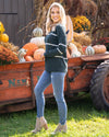 Autumn Breeze Striped Sweater - Forest Green