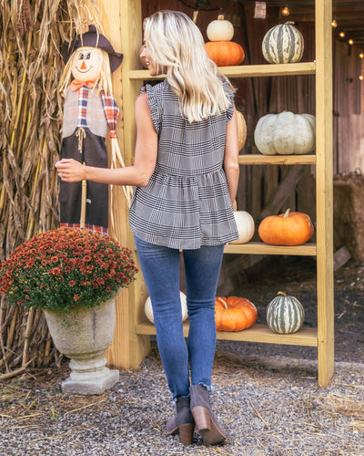 Fall Daydream Peplum Top - Black